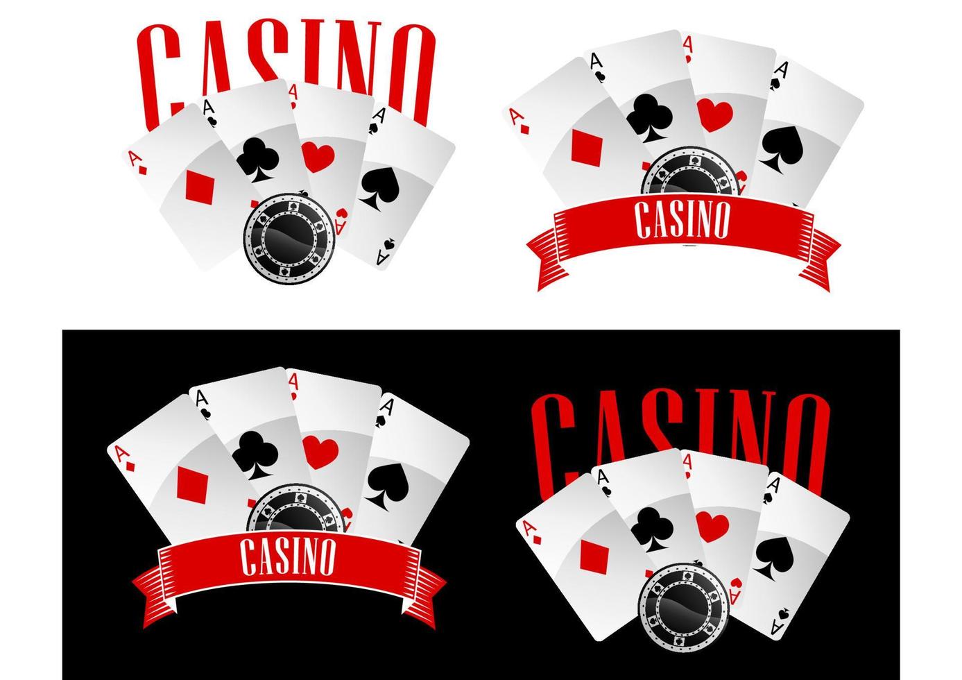 icônes de casino avec cartes à jouer et puce vecteur