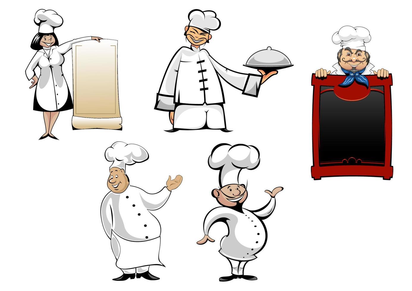 ensemble de chefs et cuisiniers de dessin animé vecteur
