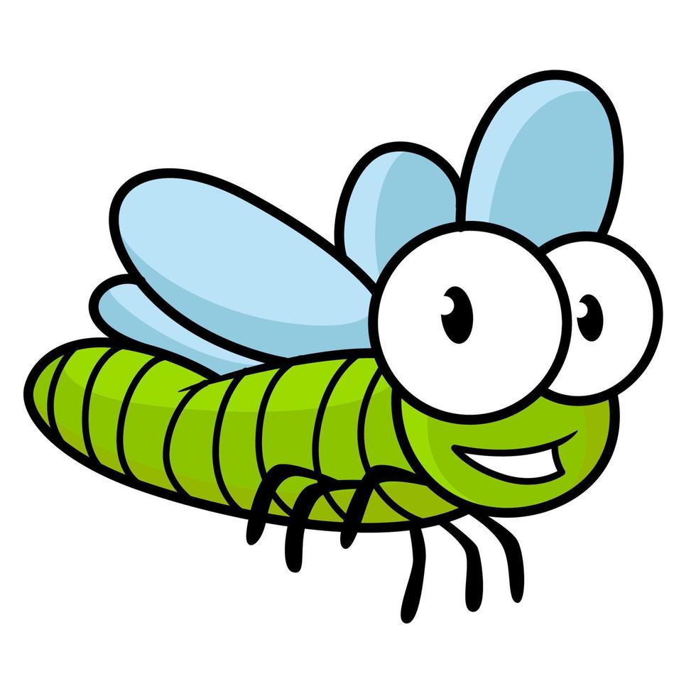 mignon petit dessin animé pour enfants libellule volante vecteur