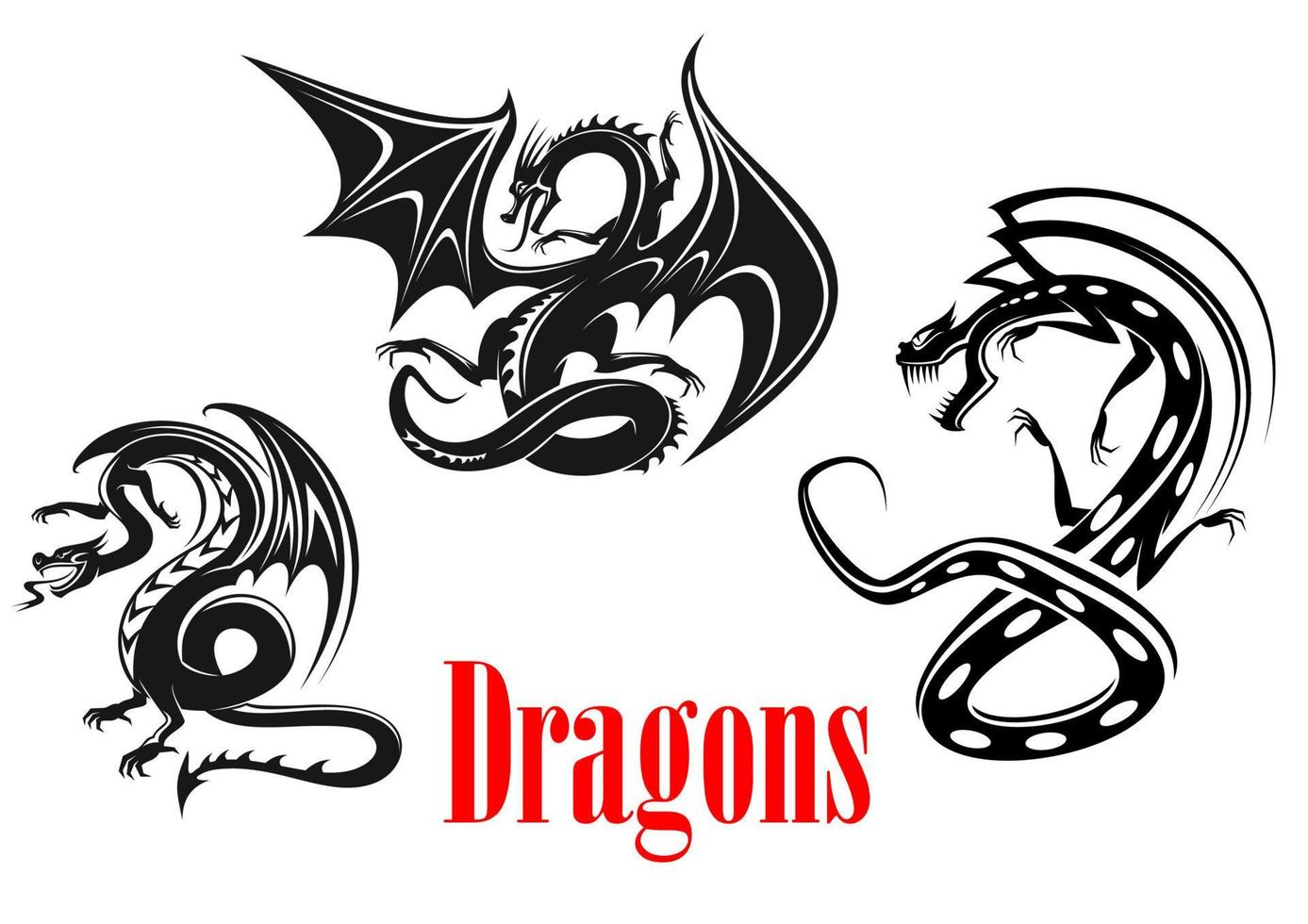 dragons noirs dangereux vecteur