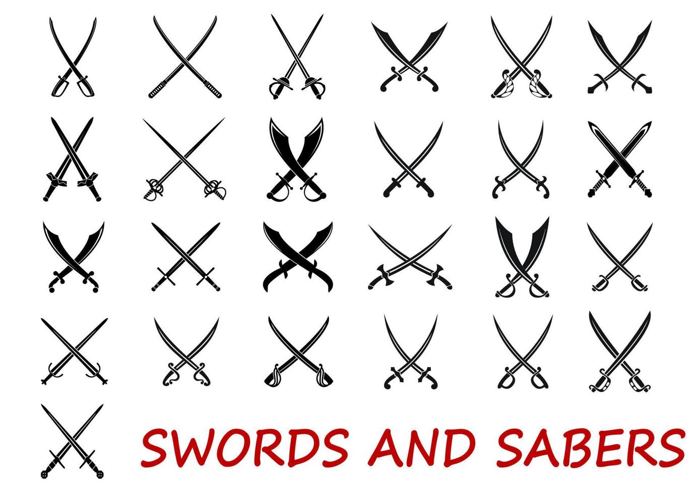 épées et sabres croisés vecteur