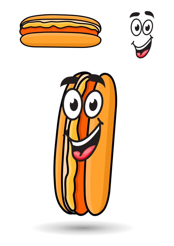 hot-dog avec un sourire maladroit heureux vecteur