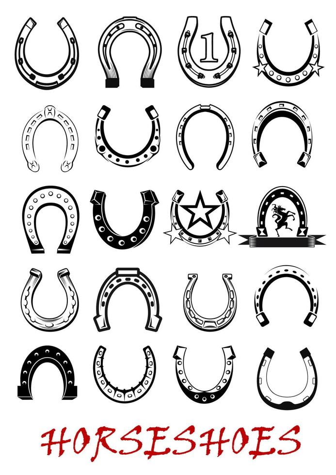 jeu de symboles de fer à cheval isolé vecteur