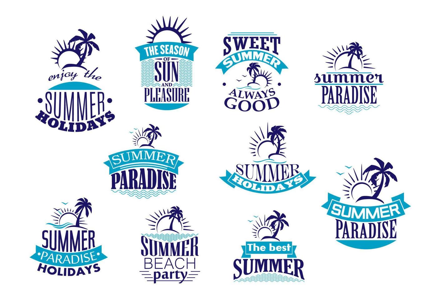 vacances d'été emblèmes et logo rétro vecteur