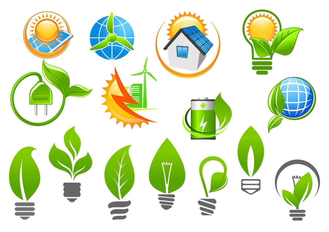 icônes abstraites d'énergie écologique ou verte vecteur