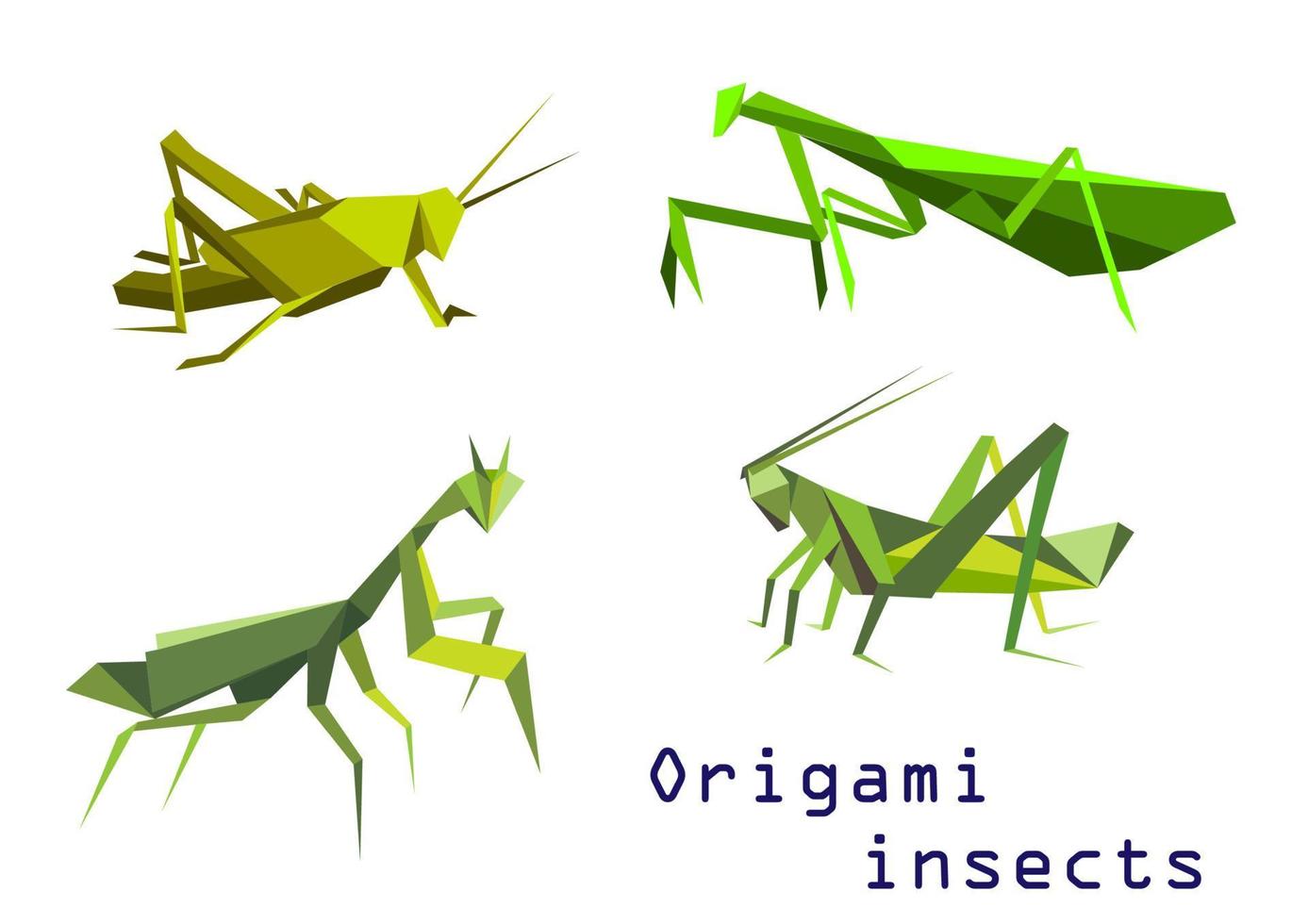 sauterelles et mantes vertes en origami vecteur