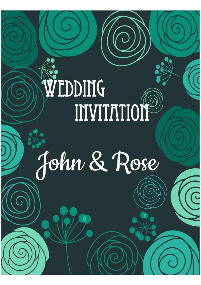 carte d'invitation de mariage floral vert vecteur