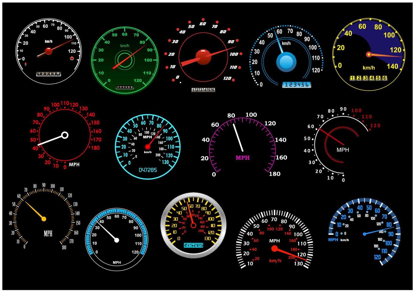 divers ensembles de compteurs de vitesse vecteur