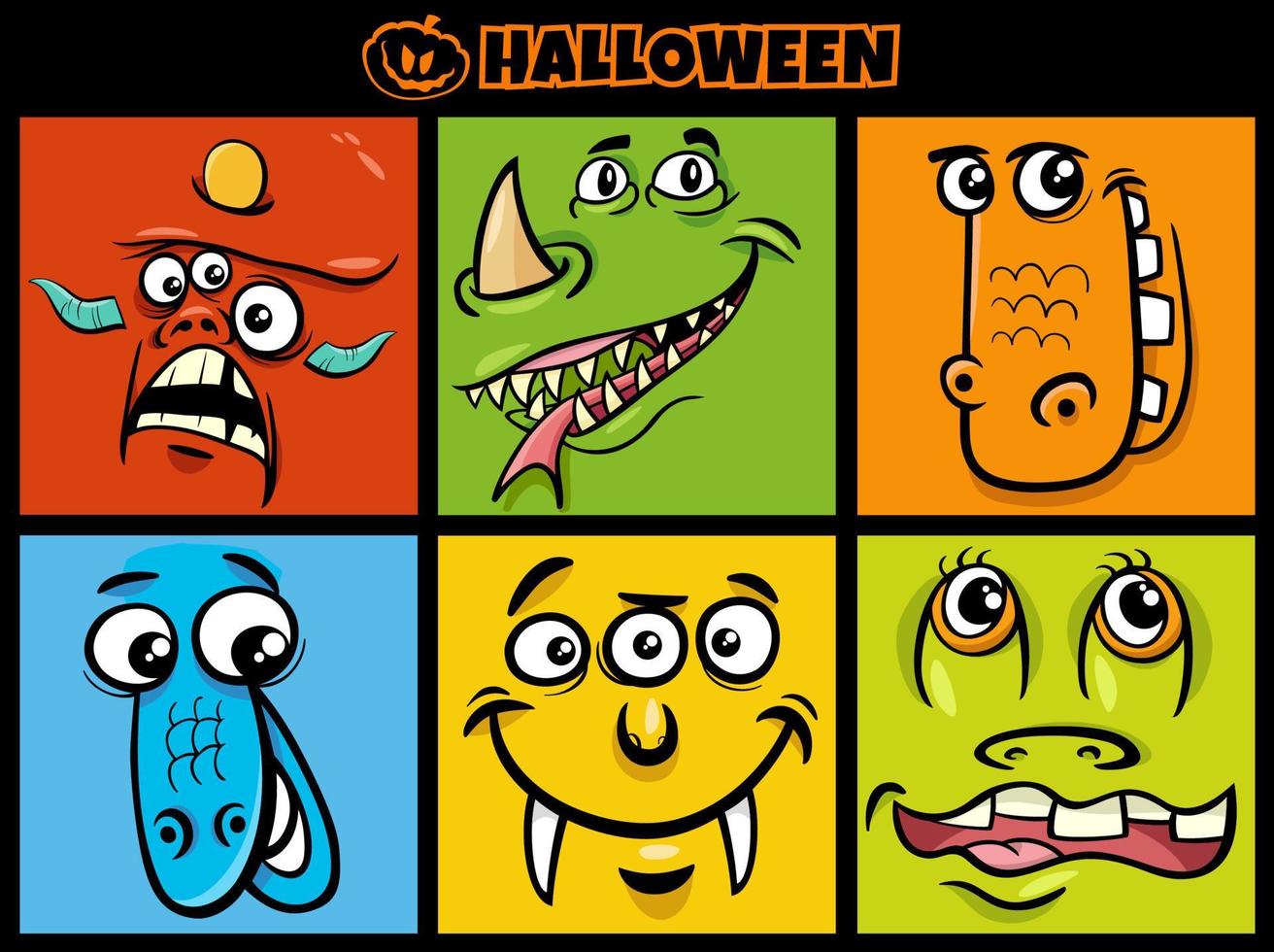 jeu de caractères de monstres de dessin animé de vacances halloween vecteur