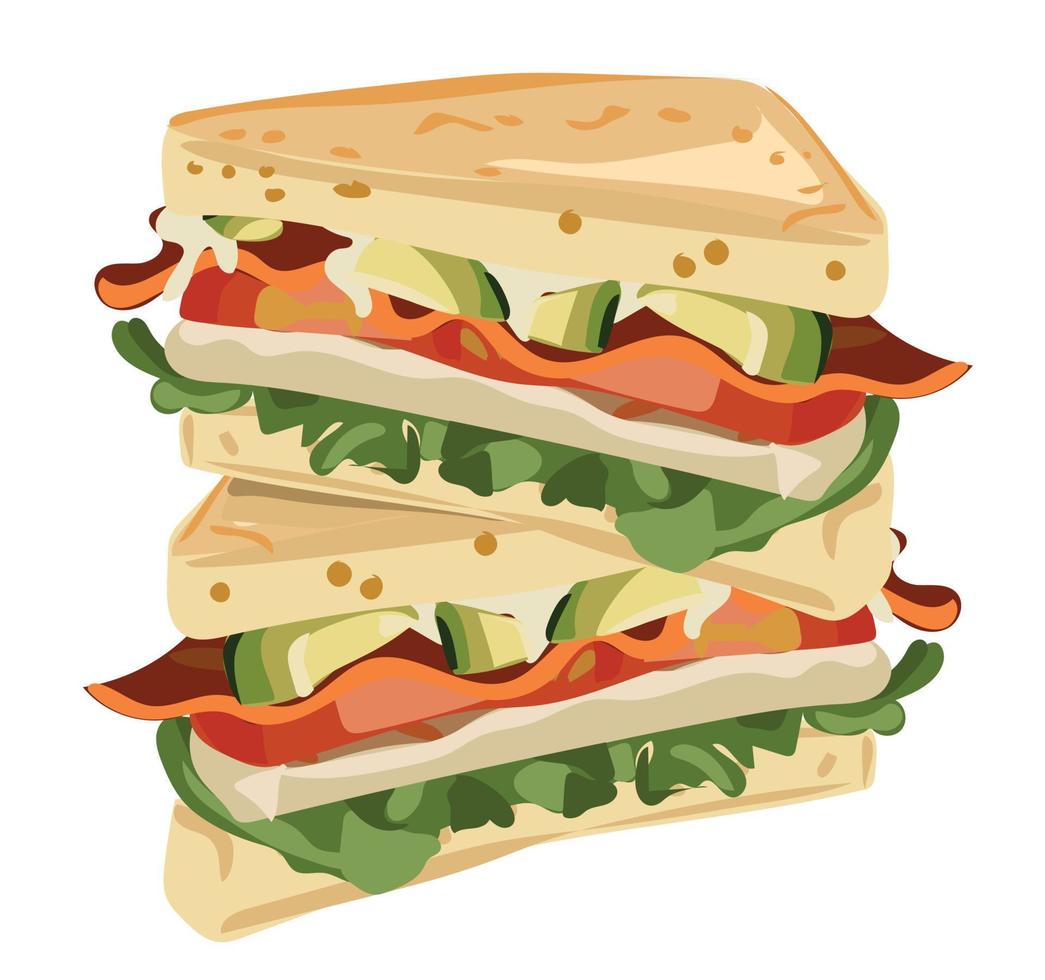 sandwich double isolé sur fond blanc. vecteur