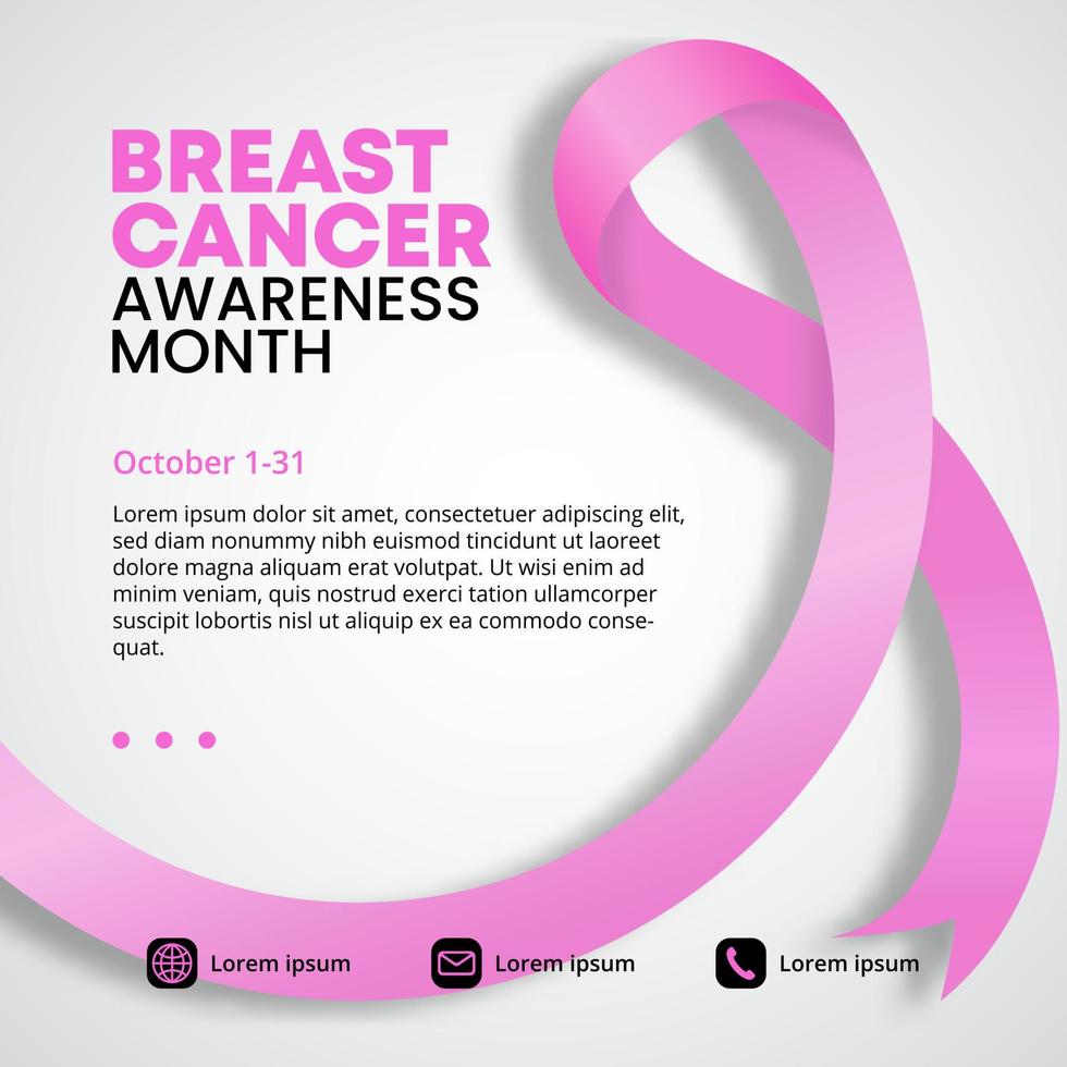 fond de mois de sensibilisation au cancer du sein avec un ruban rose réaliste vecteur