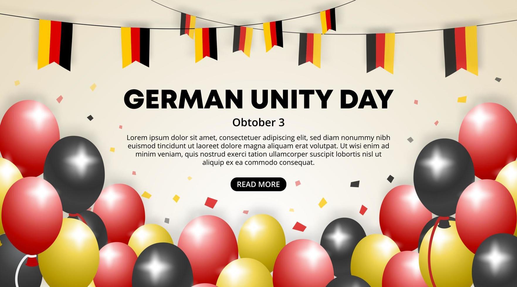 fond de fête de l'unité allemande avec décoration de ballons et de drapeaux vecteur