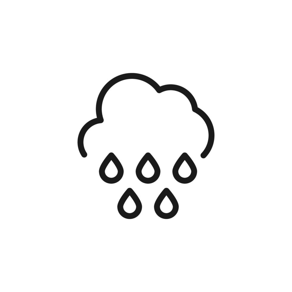 prévision et concept météo. panneaux monochromes minimalistes adaptés aux applications, aux sites, à la publicité. trait modifiable. icône de la ligne vectorielle des gouttes de pluie sous les nuages comme symbole de la pluie vecteur