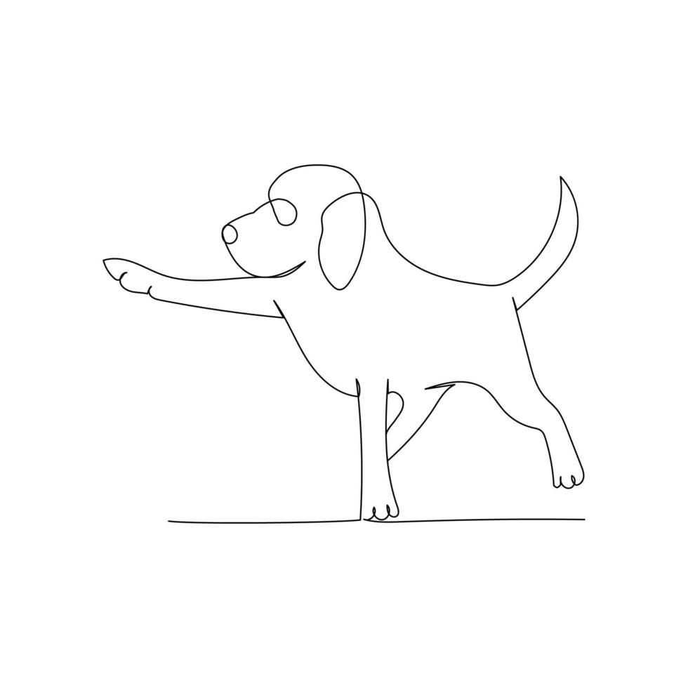 dessin en ligne continu d'un chien mignon. l'art du minimalisme. vecteur