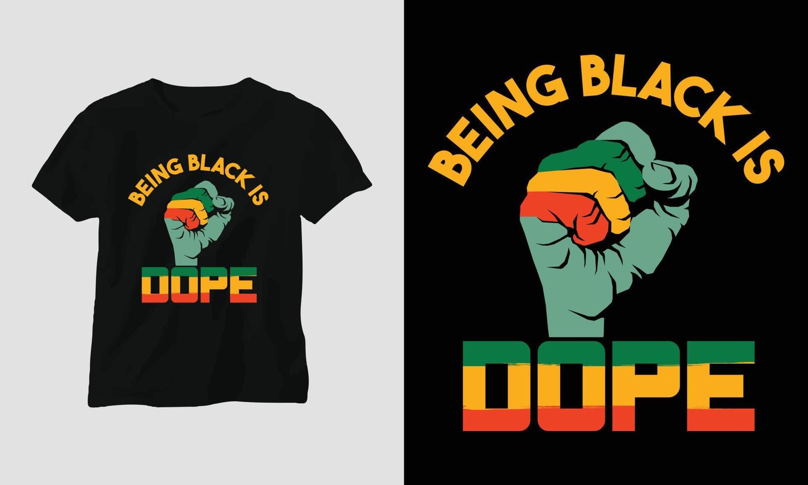 être noir c'est dope - t-shirt mois de l'histoire des noirs vecteur