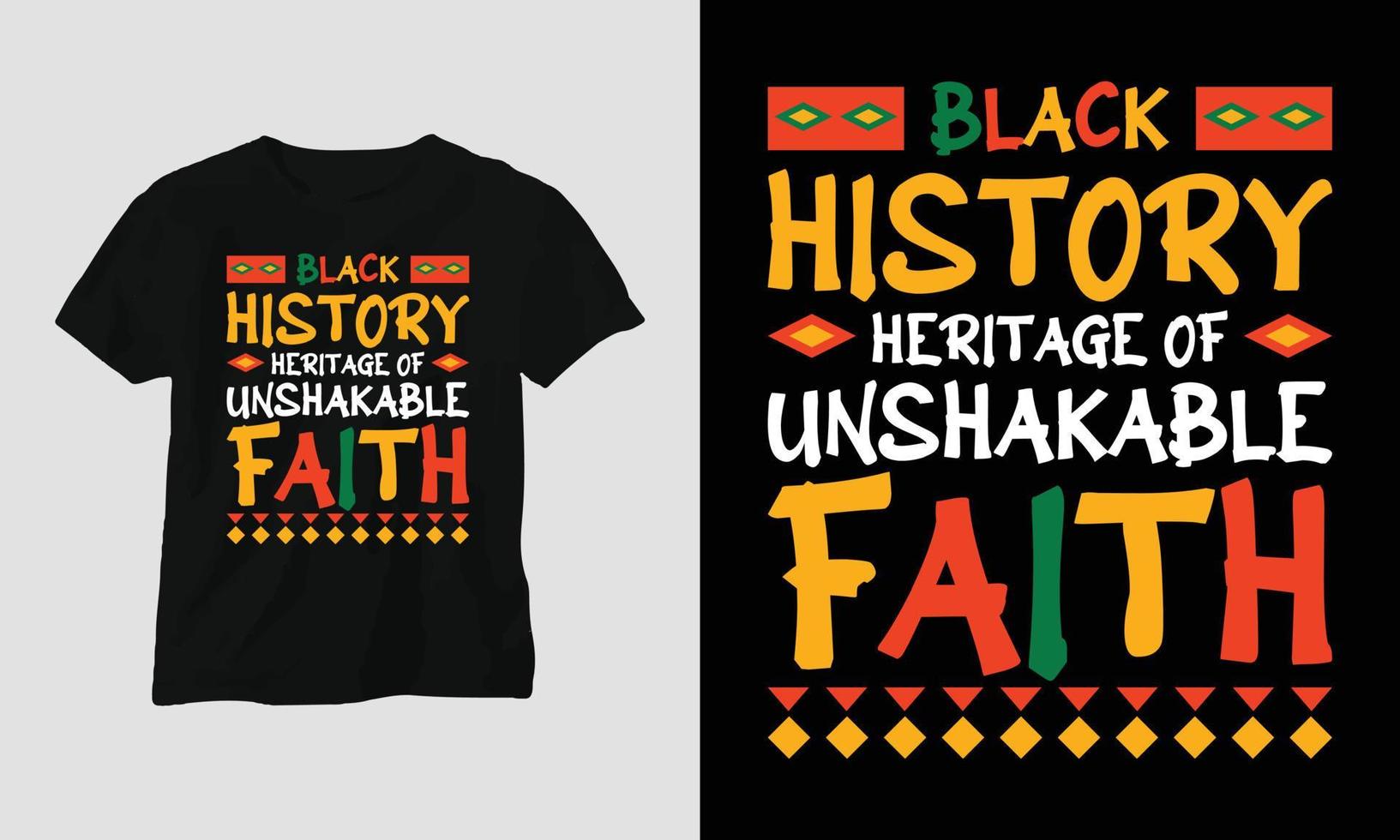 héritage de l'histoire des noirs d'une foi inébranlable - t-shirt du mois de l'histoire des noirs vecteur