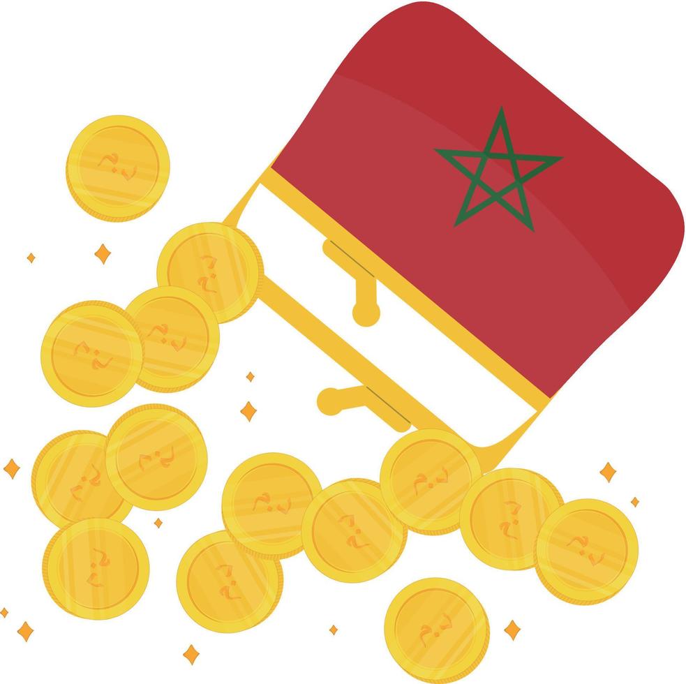 drapeau marocain dessiné à la main, dirham marocain dessiné à la main vecteur