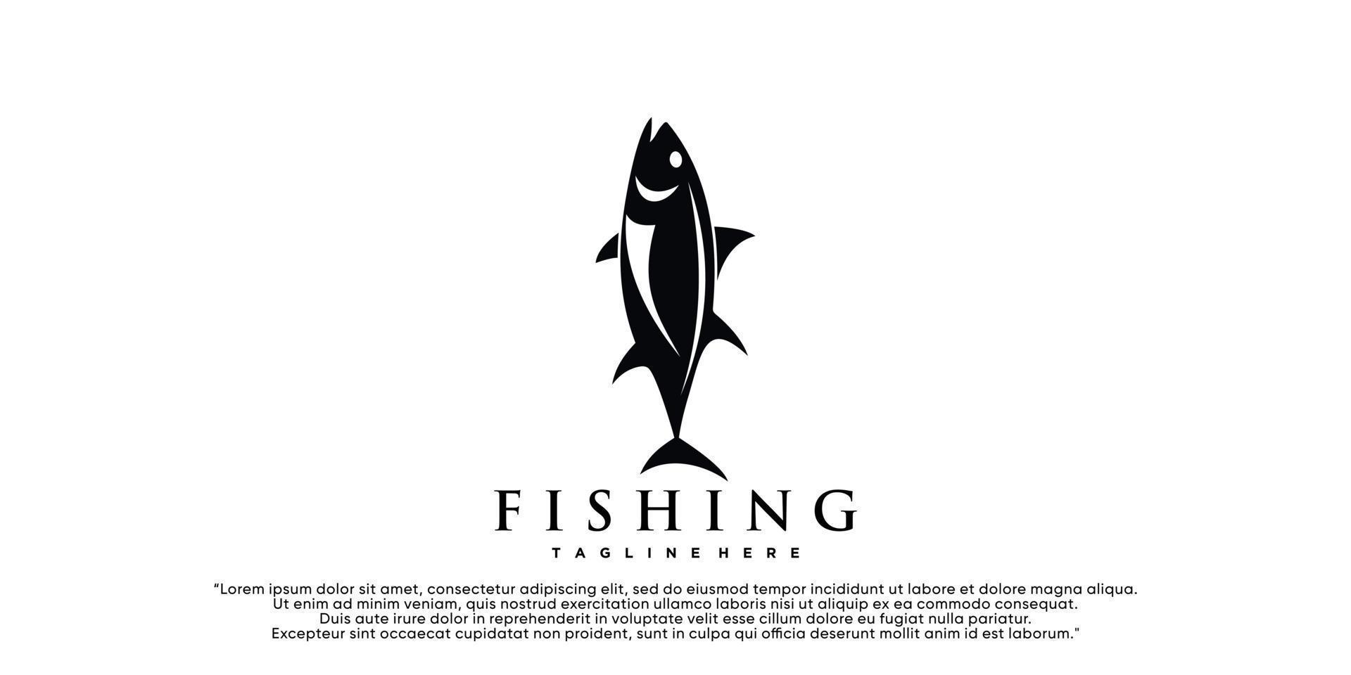 création d'icônes de logo de poisson avec concept simple vecteur premium