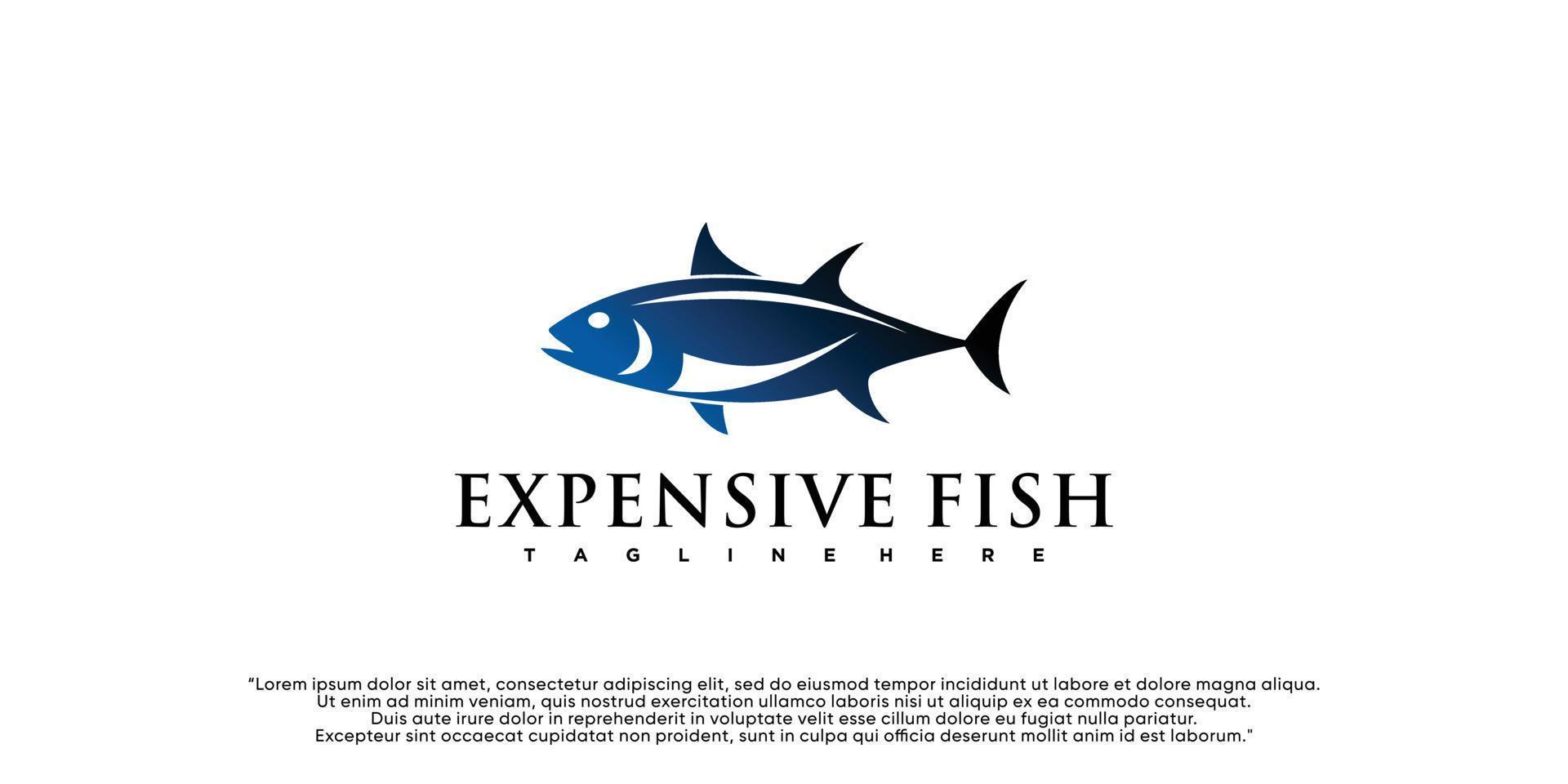 création d'icônes de logo de poisson avec concept simple vecteur premium