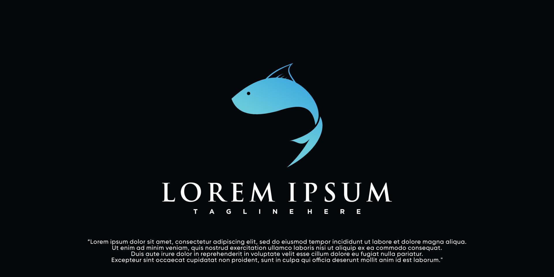 création d'icônes de logo de poisson avec concept simple vecteur premium