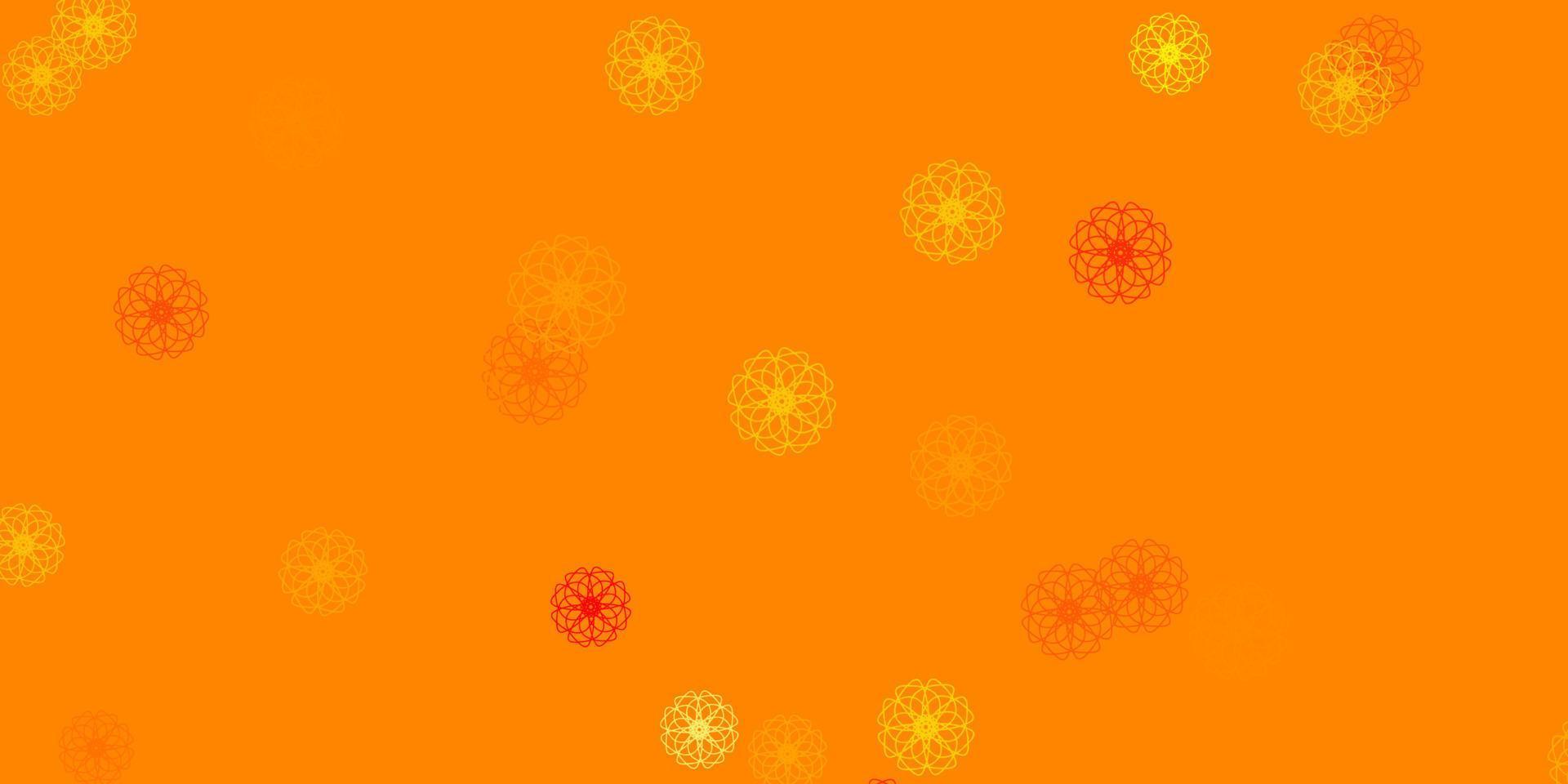 modèle de doodle vecteur orange clair avec des fleurs.