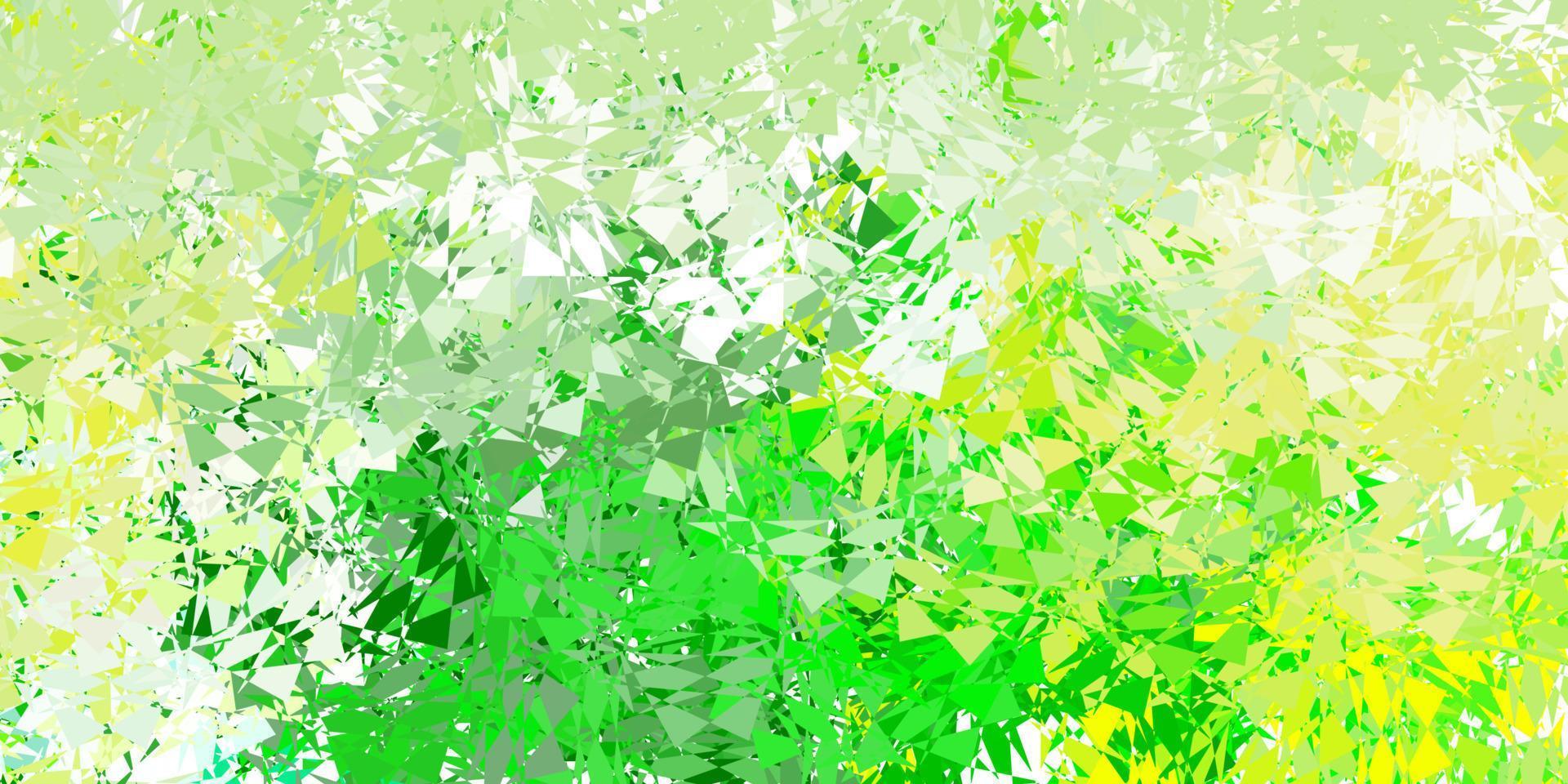 texture de vecteur vert clair, jaune avec des triangles aléatoires.