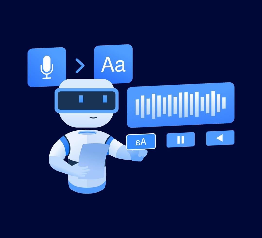 reconnaissance vocale et vocale illustration vectorielle intelligence artificielle traitement du langage par ordinateur concept de design plat vecteur