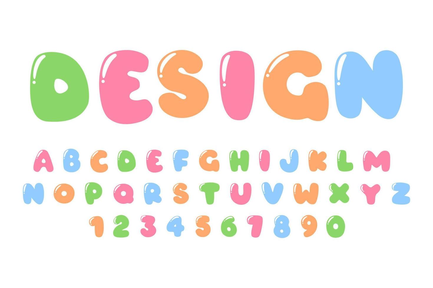 alphabet et police de motifs colorés décoratifs vecteur