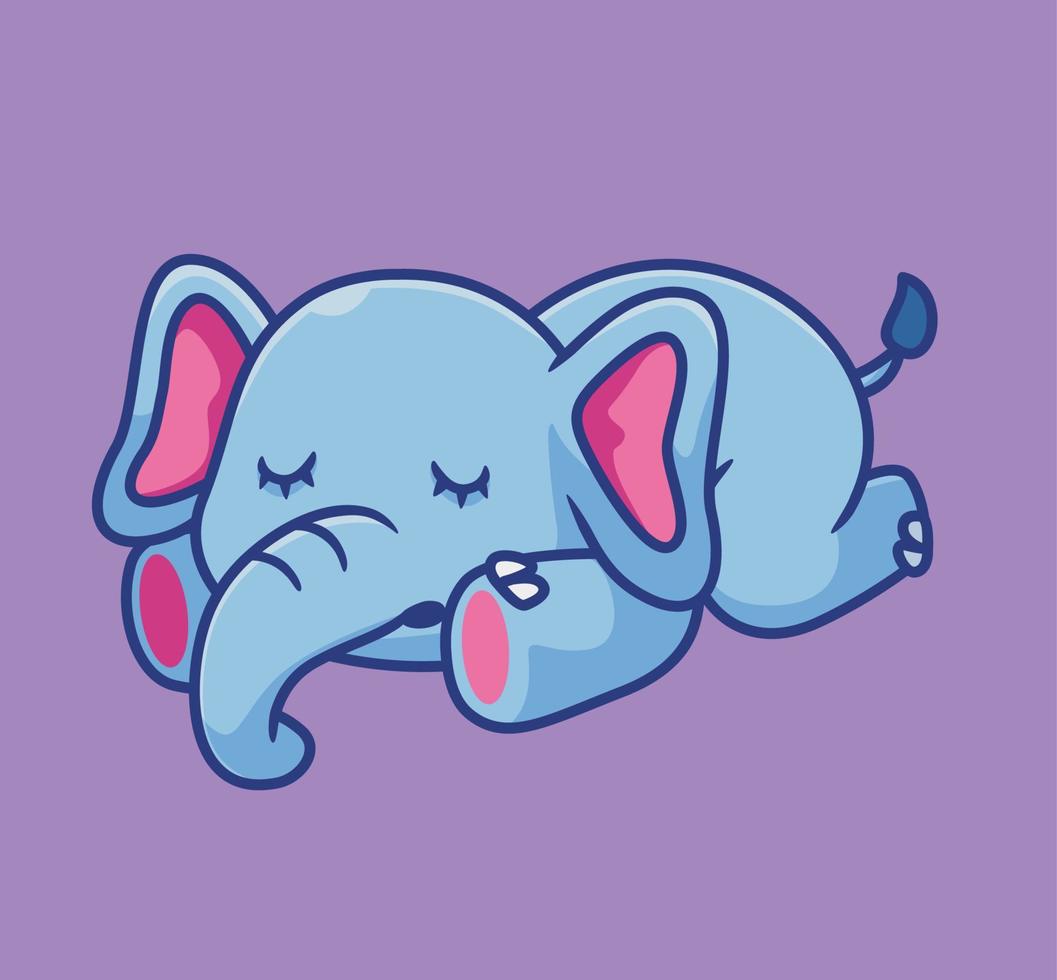 éléphant mignon dormant sur le sol. illustration d'animal de dessin animé isolé. vecteur de logo premium de conception d'icône d'autocollant de style plat. personnage mascotte