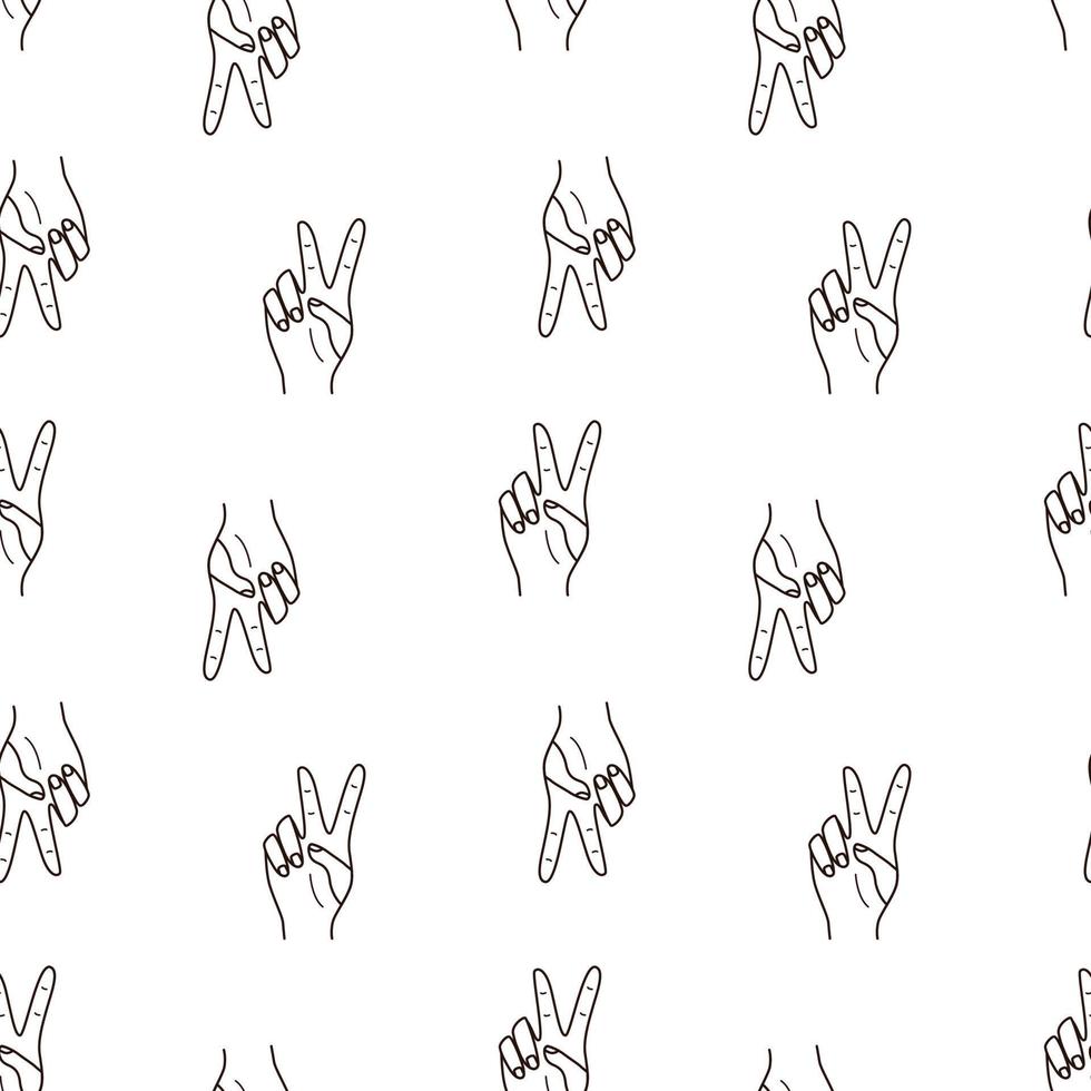 geste de la main à motif harmonieux montrant deux doigts, amour et paix, signe de victoire. illustration vectorielle, arrière-plan. vecteur