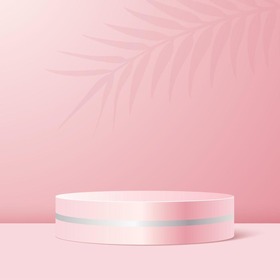 podium de produit sur fond pastel rose. scène minimale abstraite à présenter ou à montrer des cosmétiques. plate-forme réaliste de vecteur. rendu 3D vecteur