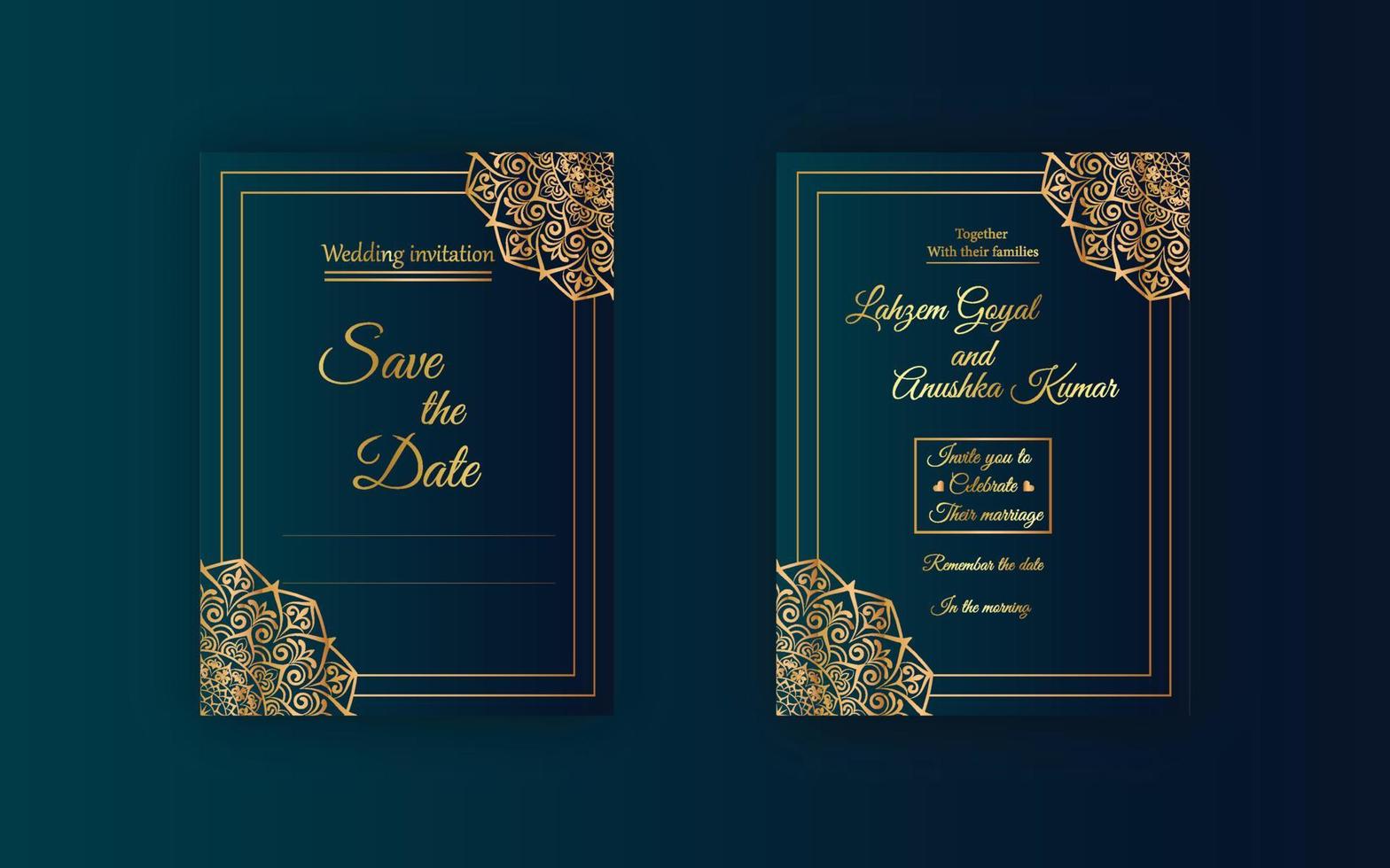 conception de cartes d'invitation de mariage de luxe vecteur