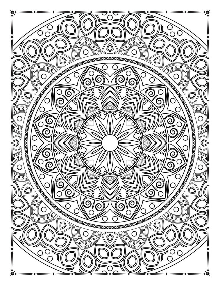 intérieur d'une page à colorier. mandala noir et blanc pour l'intérieur des pages à colorier. vecteur de conception d'ornement de mandala de décoration. vecteur de modèle de mandala vintage.