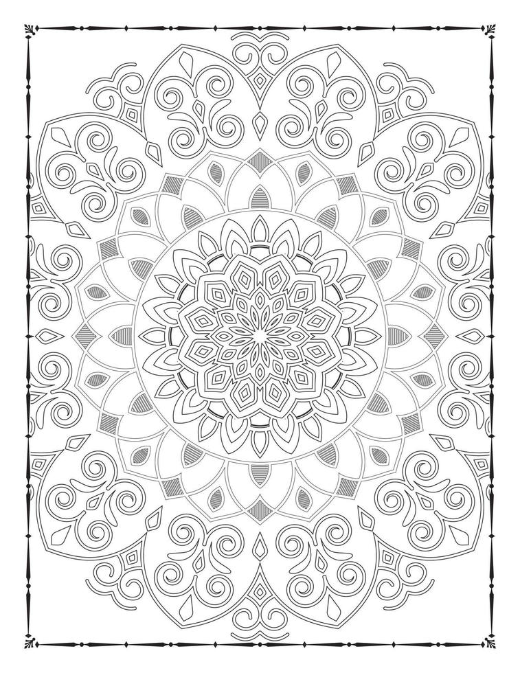 intérieur d'une page à colorier. mandala noir et blanc pour l'intérieur des pages à colorier. vecteur de conception d'ornement de mandala de décoration. vecteur de modèle de mandala vintage.