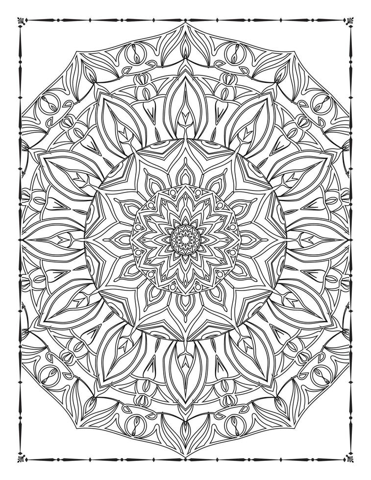 mandala noir et blanc pour l'intérieur des pages à colorier. intérieur d'une page à colorier. dessin au trait mandala doodle. vecteur de conception d'ornement de mandala de décoration.