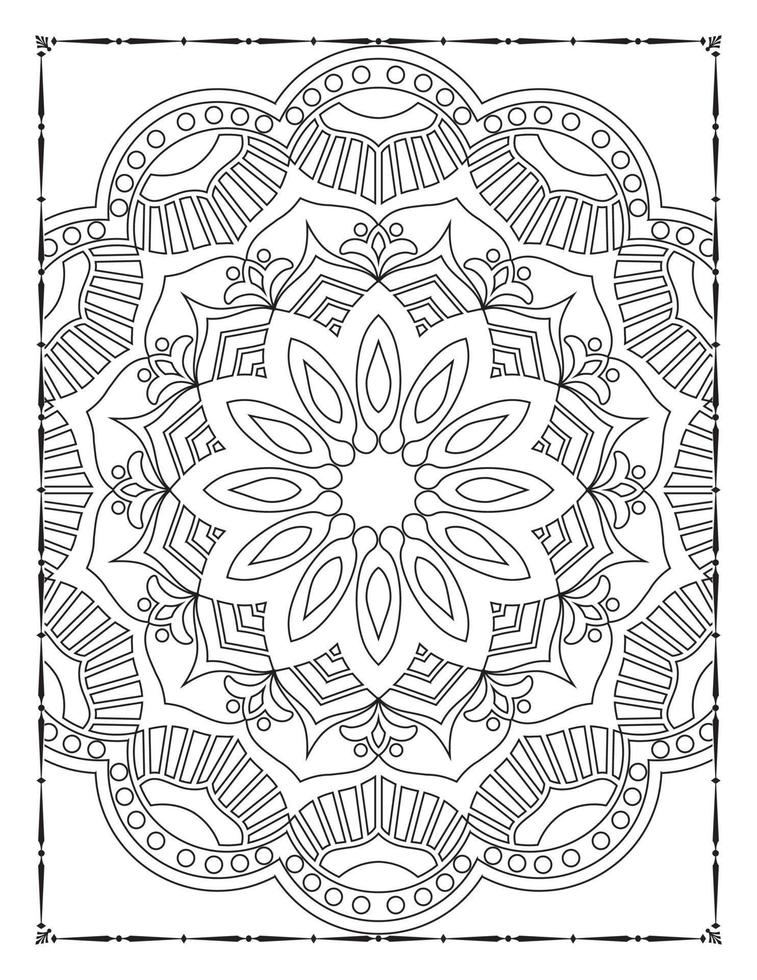 intérieur d'une page à colorier. mandala noir et blanc pour l'intérieur des pages à colorier. vecteur de conception d'ornement de mandala de décoration. vecteur de modèle de mandala vintage.