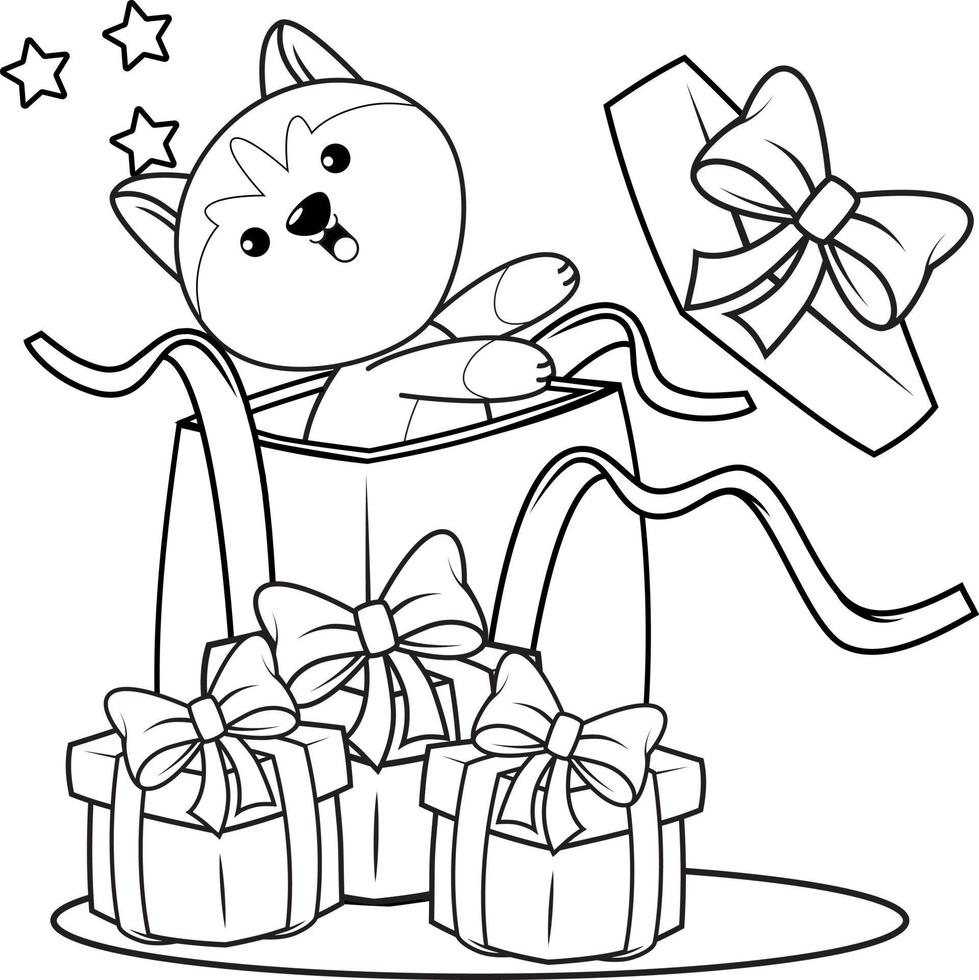 livre de coloriage de noël avec un husky mignon vecteur