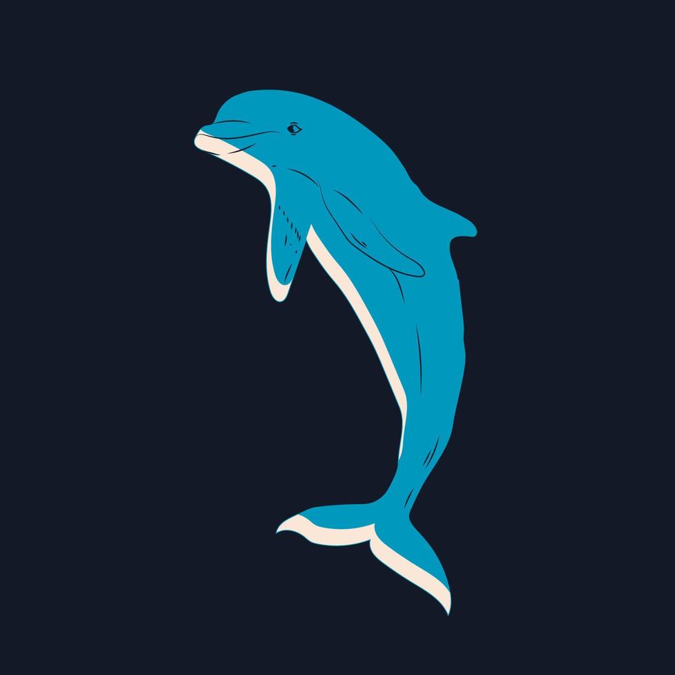 vecteur de dessin de dauphin sautant en style cartoon. tous les éléments sont isolés