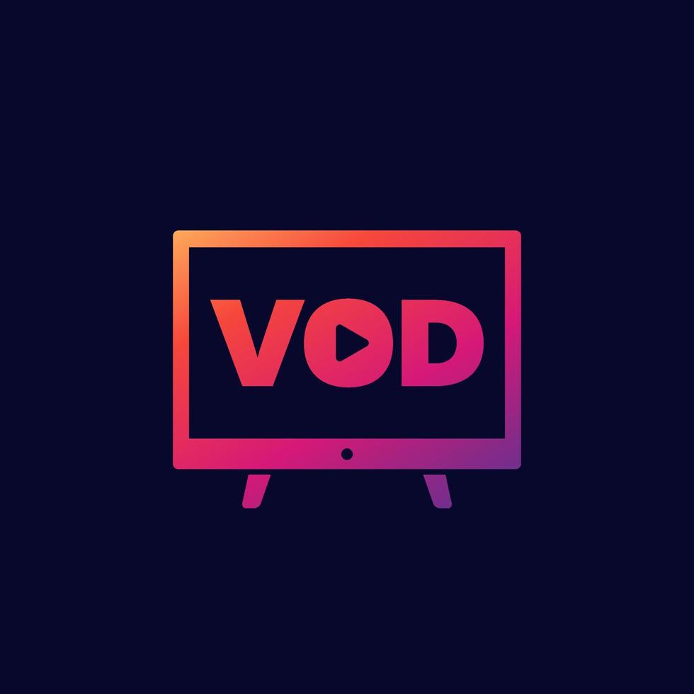 vod, icône de vecteur de vidéo à la demande