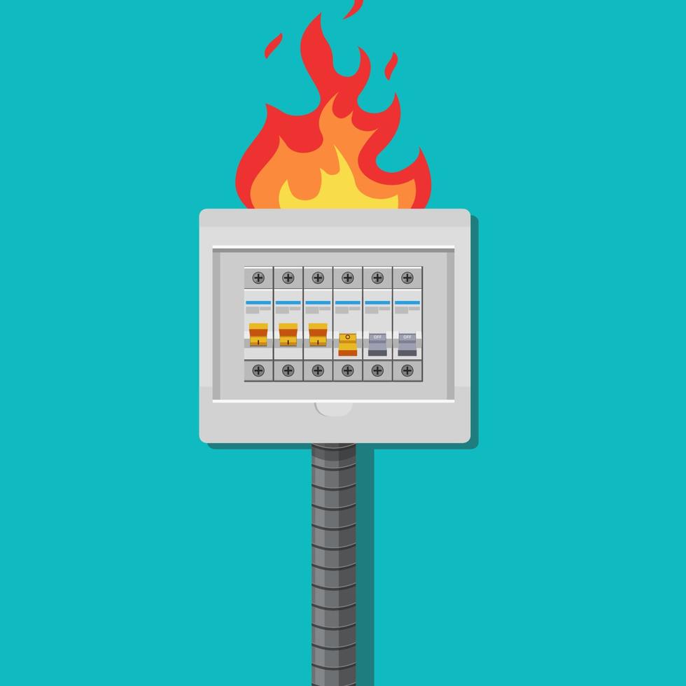 tableau électrique brûlant du vecteur de surcharge