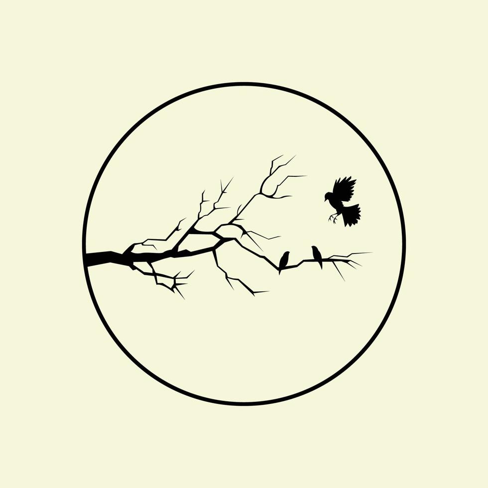 arbre généalogique oiseau mur art logo illustration design inspiration vecteur