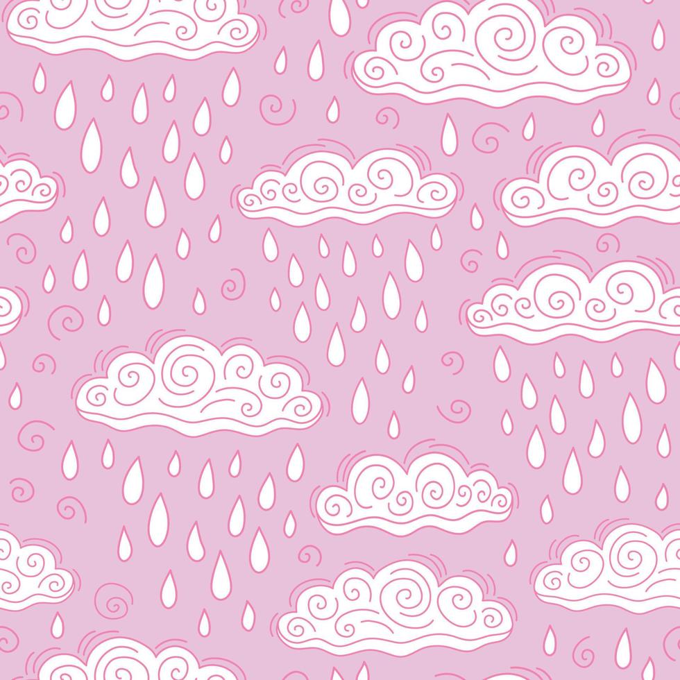 modèle sans couture avec nuages célestes et gouttes de pluie. illustration vectorielle pour enfants. vecteur