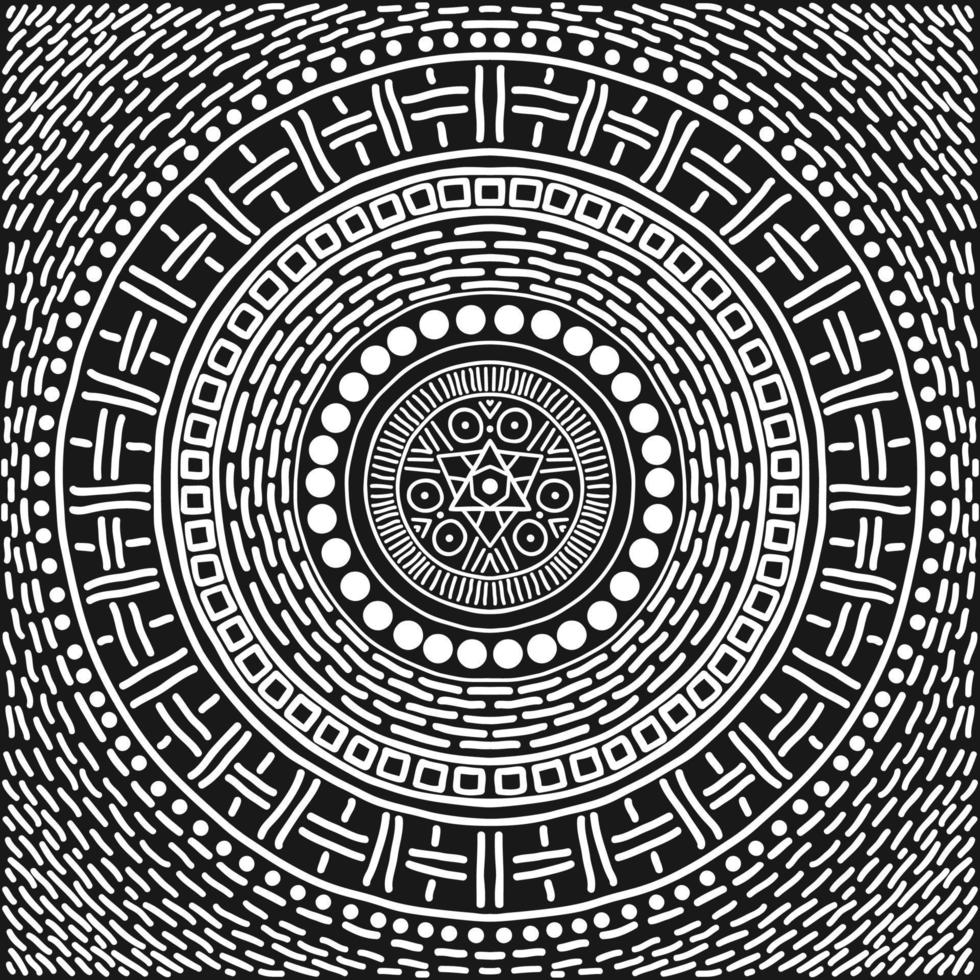 motif de mandala noir et blanc. fond mystique de vecteur. abstrait graphique. élément de conception noir. décoration d'ornement rond ethnique. vecteur