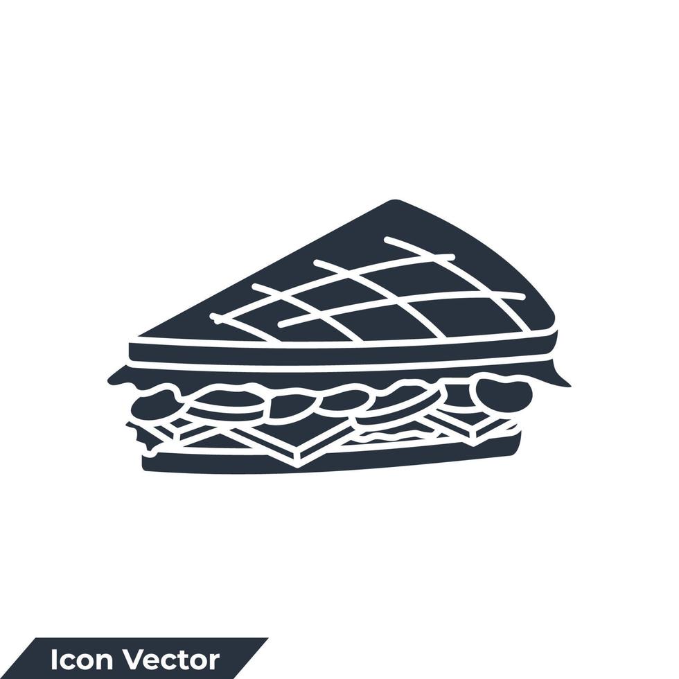 illustration vectorielle de sandwich icône logo. modèle de symbole sandwich pour le petit déjeuner et le déjeuner pour la collection de conception graphique et web vecteur