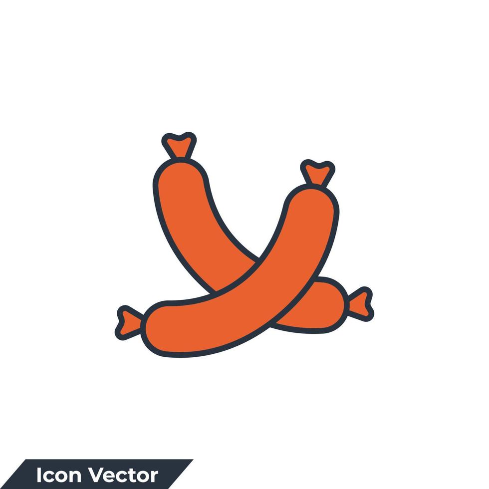 illustration vectorielle de saucisse icône logo. modèle de symbole de saucisse pour la collection de conception graphique et web vecteur