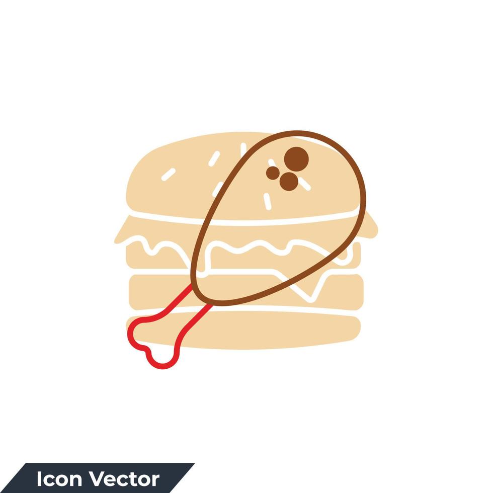 illustration vectorielle du logo de l'icône de cuisse de poulet. modèle de symbole de cuisse de poulet pour la collection de conception graphique et web vecteur