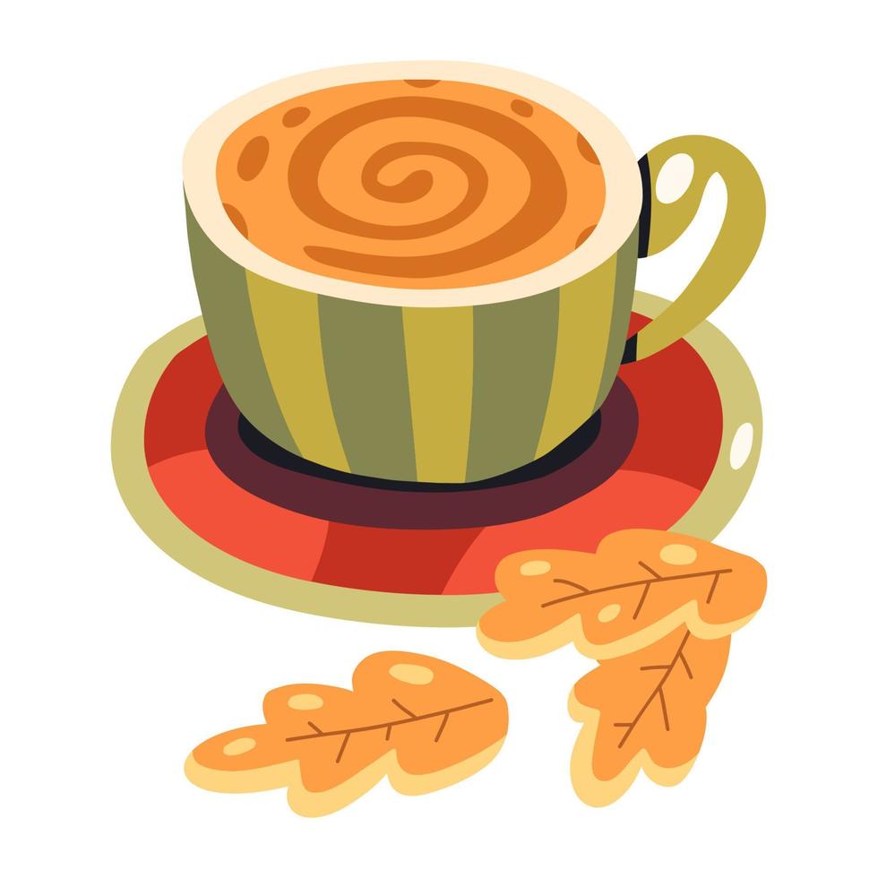 tasse de café ou de cacao d'automne avec des biscuits vecteur