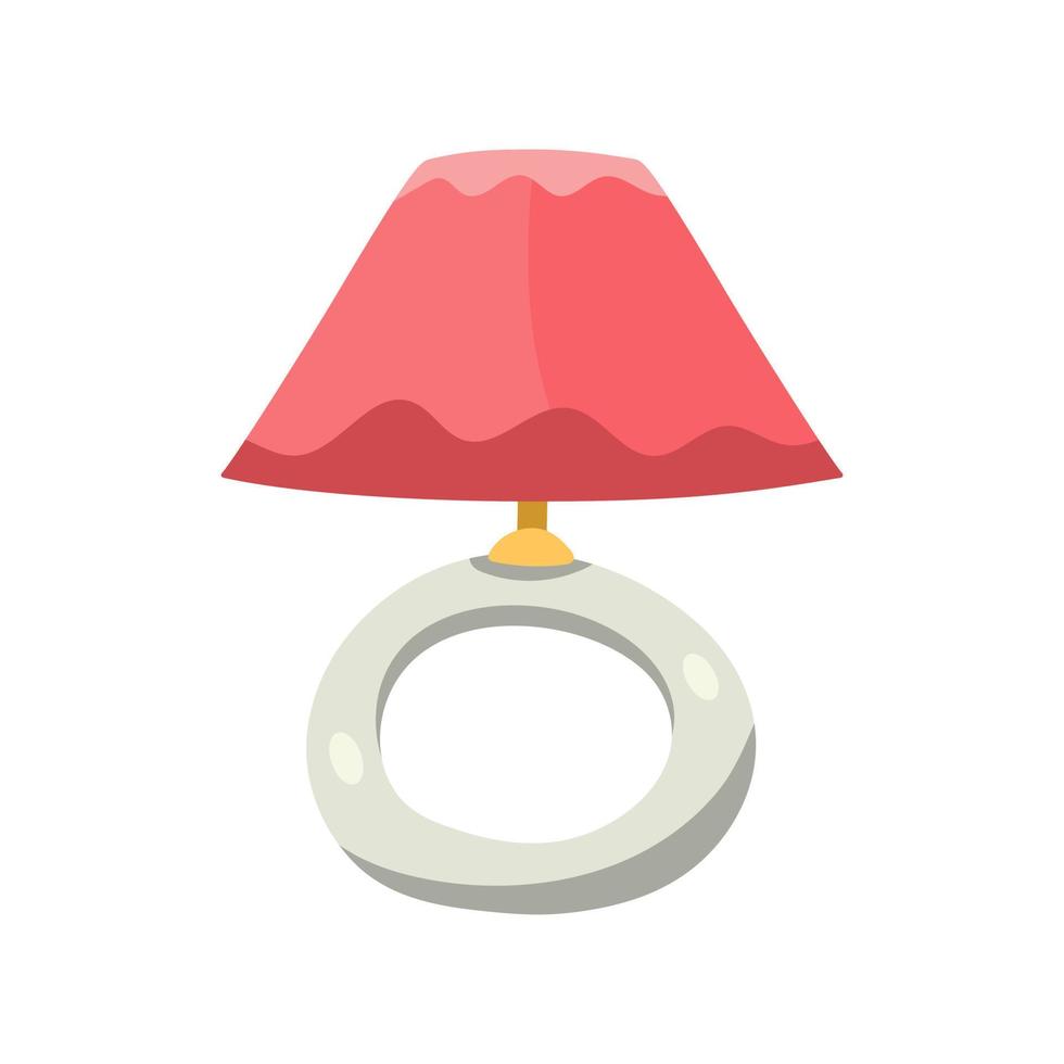 lampe de chevet rétro blanche et rose avec base ronde, élément décoratif moderne du milieu du siècle vecteur