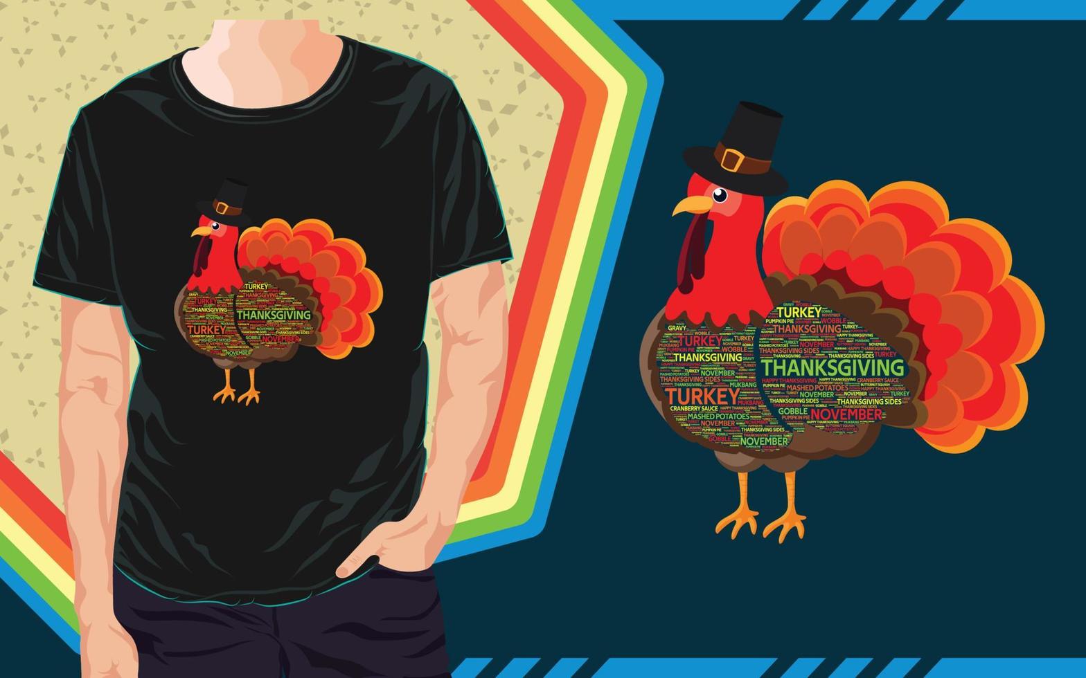 conception de t-shirt de thanksgiving, t-shirt de typographie vecteur