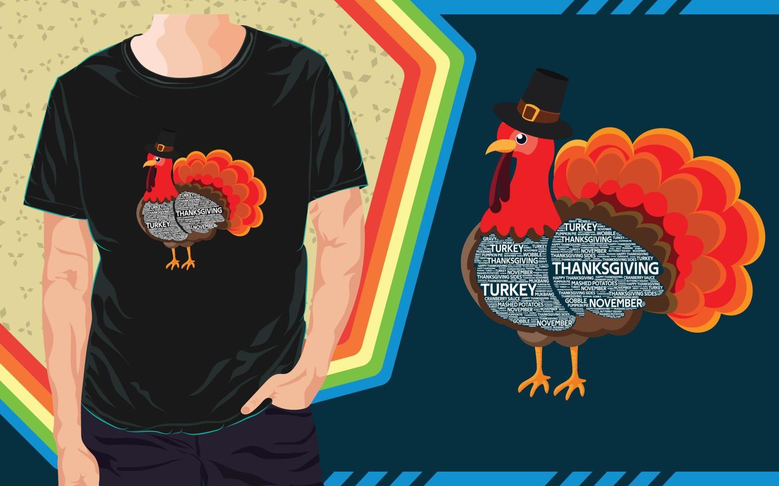 conception de t-shirt de thanksgiving, t-shirt de typographie vecteur